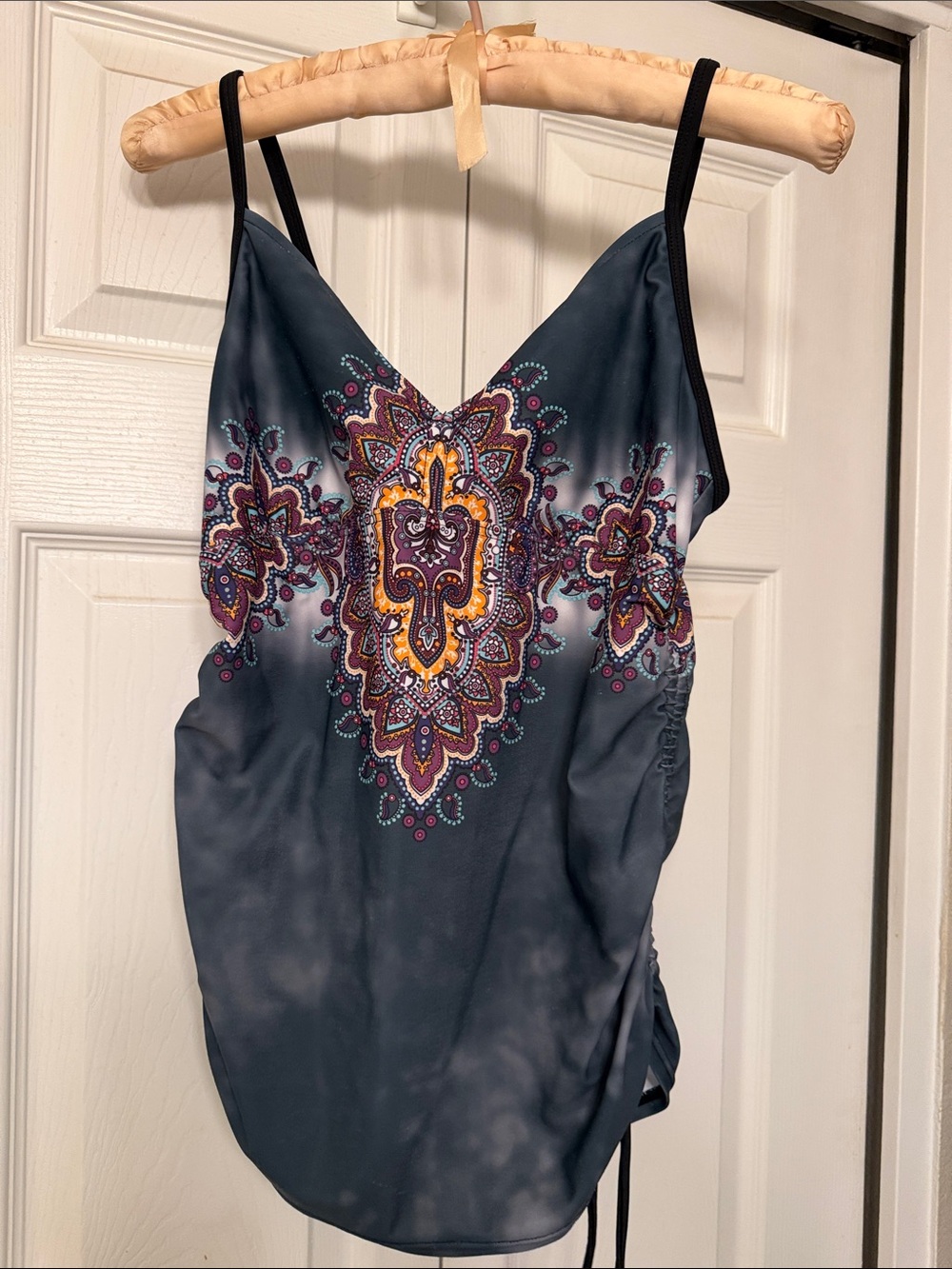 Prana Navy Paisley Medallion Swim Camisole with Multicolor Accents